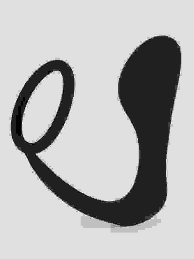 Lovehoney Inside Job Silicone Cock Ring and Butt Plug, Black, hi-res
